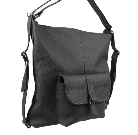Praktyczny Plecak Skórzany Torebka 2 w 1 MAGRE (PL) AMELIA Skóra Naturalna Licowa GRAFITOWY