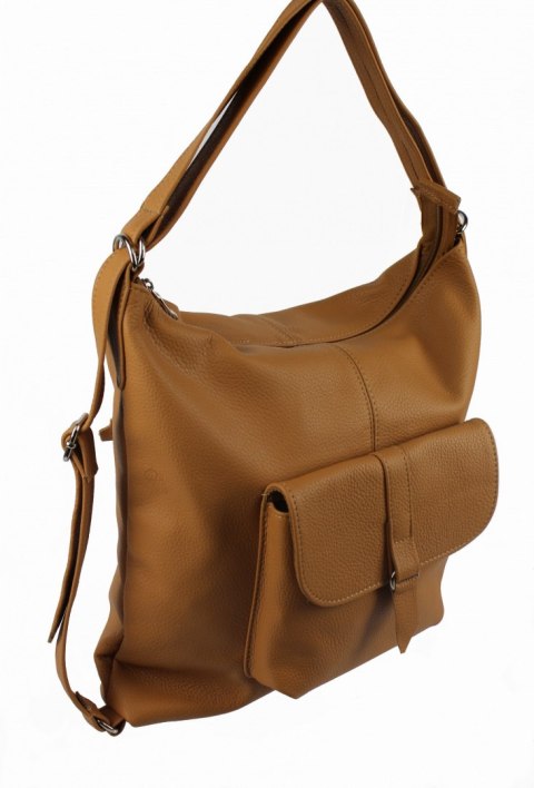 Praktyczny Plecak Skórzany Torebka 2 w 1 MAGRE (PL) AMELIA Skóra Naturalna Licowa JASNE TOFFI