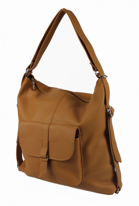 Praktyczny Plecak Skórzany Torebka 2 w 1 MAGRE (PL) AMELIA Skóra Naturalna Licowa JASNE TOFFI