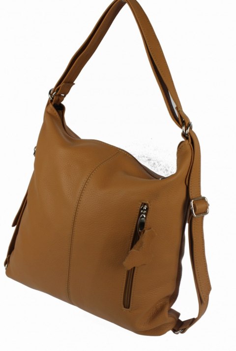 Praktyczny Plecak Skórzany Torebka 2 w 1 MAGRE (PL) AMELIA Skóra Naturalna Licowa JASNE TOFFI