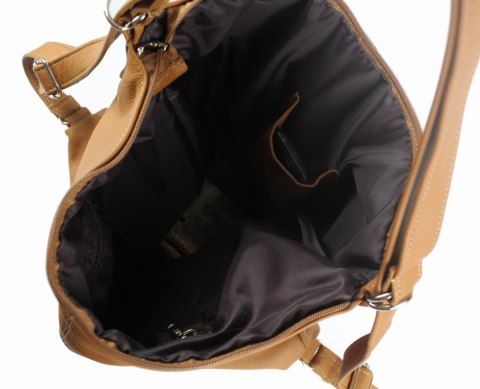 Praktyczny Plecak Skórzany Torebka 2 w 1 MAGRE (PL) AMELIA Skóra Naturalna Licowa JASNE TOFFI