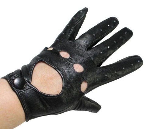 Rękawiczki Skórzane Samochodowe Z wycięciami PolskaGalanteria Ze Skóry Cielęcej Rozmiar 11 1/2 CZARNE