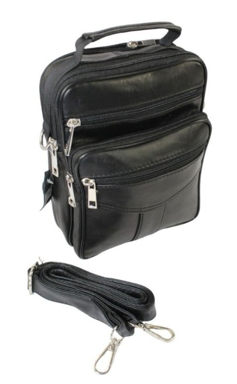 Torba męska skórzana CONVEY (PL) 8696 Pionowa Czarna Dwukomorowa 23 x 17 x 8 [cm]