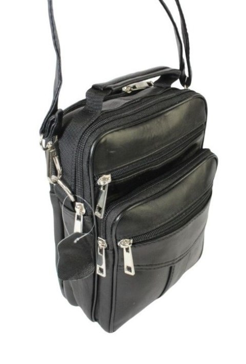 Torba męska skórzana CONVEY (PL) 8696 Pionowa Czarna Dwukomorowa 23 x 17 x 8 [cm]