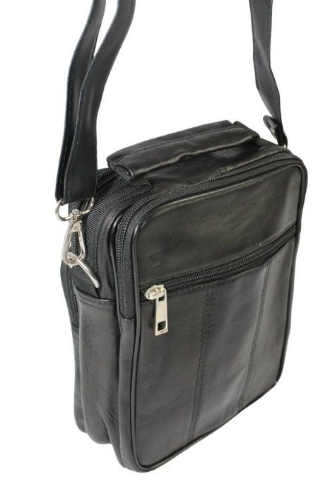 Torba męska skórzana CONVEY (PL) 8696 Pionowa Czarna Dwukomorowa 23 x 17 x 8 [cm]