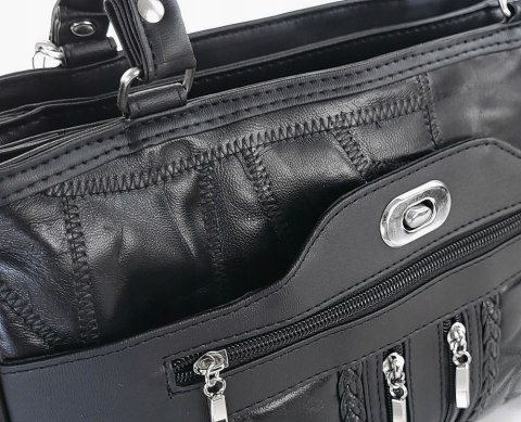 Torebka Skórzana CONVEY (PL) 0074 Torebka Klasyczna Listonoszka Skóra Cielęca CZARNA 33 x 23 x 11 [cm]