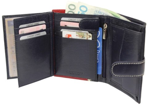 Elegancki Portfel Męski Skórzany ROVICKY (PL) Skóra Licowa Duży Pionowy Z Zapięciem RFID 326L-RBA-D