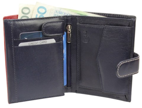 Elegancki Portfel Męski Skórzany ROVICKY (PL) Skóra Licowa Duży Pionowy Z Zapięciem RFID 326L-RBA-D