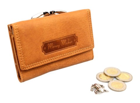 Portfel Damski Skórzany MONEY MAKER Skóra Licowa Klamra 12 cm MM5286
