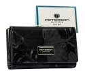 Portfel Damski Skórzany Peterson Klamra I Klapka Skóra Naturalna RFID PTN PS-108 CZARNY 14 x 9 x 3 [cm]