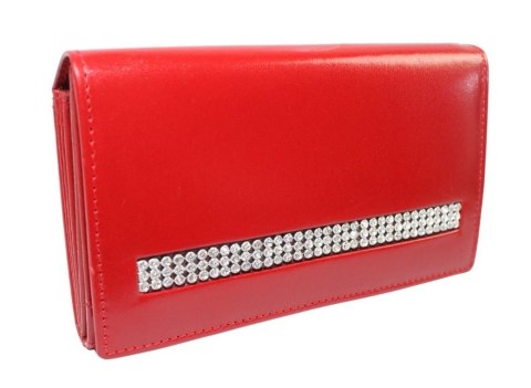 Portfel Damski Skórzany Rovicky (PL) Średni Klamra Z Klapką Wewnątrz Skóra Naturalna CPR 007 CZERWONY 15,5 x 9,5 x 3 [cm]