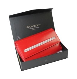 Portfel Damski Skórzany Rovicky (PL) Średni Klamra Z Klapką Wewnątrz Skóra Naturalna CPR 047 CZERWONY 18,5 x 11 x 3,5 [cm]