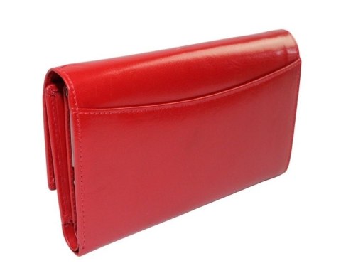 Portfel Damski Skórzany Rovicky (PL) Średni Klamra Z Klapką Wewnątrz Skóra Naturalna CPR 047 CZERWONY 18,5 x 11 x 3,5 [cm]