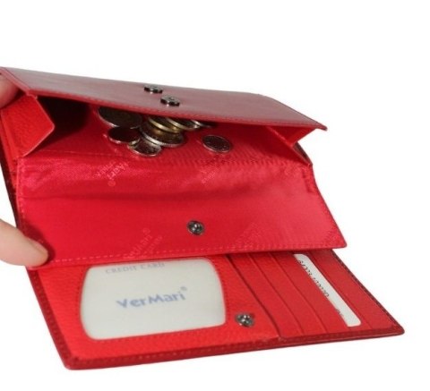 Portfel Damski Skórzany VERMARI Na Klamrę Z Dodatkową Kieszonką Na Nap Wewnątrz Skóra Naturalna 64003 16,5 x 9,5 x 3 [cm]