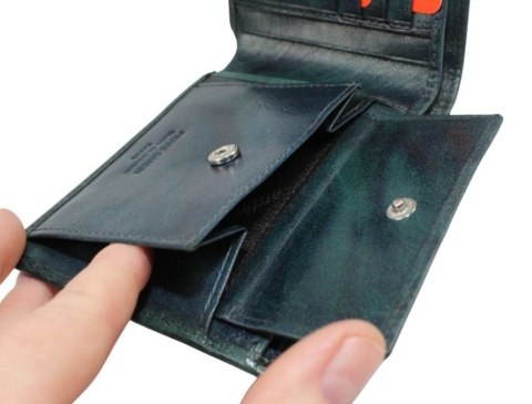 Portfel Męski PIERRE CARDIN Skóra Licowa Duży Poziomy Bez Zapięcia  18062 ,,MOZAJKA,, MORSKI 12 x 9,5 x 2,5 [cm]