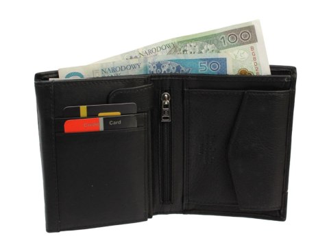 Portfel Męski Skórzany PIERRE CARDIN Skóra Licowa Duży Pionowy Bez Zapięcia Dwa Skrzydełka Z Zapinką Wewnątrz RFID TILAK15-326