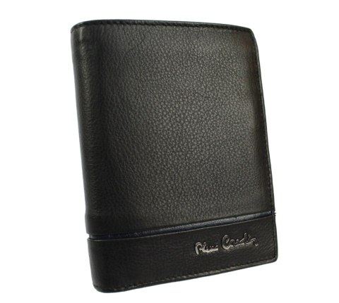 Portfel Męski Skórzany PIERRE CARDIN Skóra Licowa Duży Pionowy Bez Zapięcia Dwa Skrzydełka Z Zapinką Wewnątrz RFID TILAK15-326
