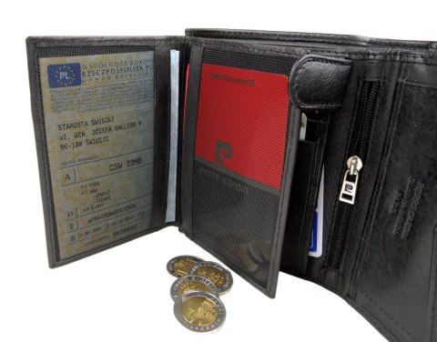 Portfel Męski Skórzany PIERRE CARDIN Skóra Licowa Duży Pionowy Z Zapięciem Z OZDOBNYM ELEMENTEM RFID 326A 12,5 x 10 [cm]