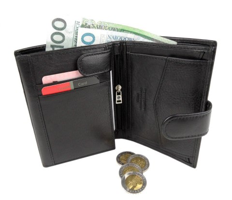 Portfel Męski Skórzany PIERRE CARDIN Skóra Licowa Duży Pionowy Z Zapięciem Z OZDOBNYM ELEMENTEM RFID 326A 12,5 x 10 [cm]
