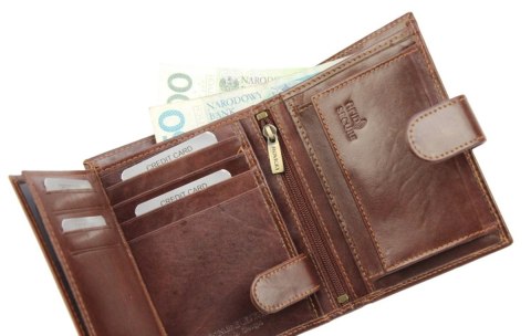 Portfel Męski Skórzany ROVICKY Skóra Licowa Duży Pionowy Z Zapięciem N62L-RVT