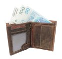 Portfel Męski Skórzany WILD Skóra Licowa Duży Pionowy Bez Zapięcia Zamszowy BRĄZOWY ''De Luxe'' 8932 13 x 10 x 3 [cm]