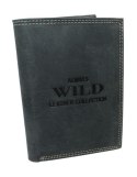Portfel Męski Skórzany WILD Skóra Licowa Duży Pionowy Bez Zapięcia Zamszowy CZARNY ''De Luxe'' 8932 13 x 10 x 3 [cm]
