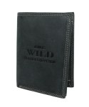 Portfel Męski Skórzany WILD Skóra Licowa Duży Pionowy Bez Zapięcia Zamszowy CZARNY ''De Luxe'' 8932 13 x 10 x 3 [cm]