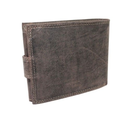 Portfel Męski Skórzany WILD Skóra Licowa Duży Poziomy Z Zapięciem RFID CZEKOLADOWY Zamszowy 9014 12,5 x 10 x 2  [cm]