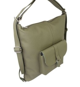 Praktyczny Plecak Skórzany Torebka 2 w 1 MAGRE (PL) AMELIA Skóra Naturalna Licowa OLIWKOWY