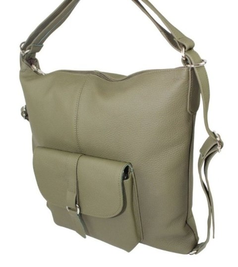 Praktyczny Plecak Skórzany Torebka 2 w 1 MAGRE (PL) AMELIA Skóra Naturalna Licowa OLIWKOWY