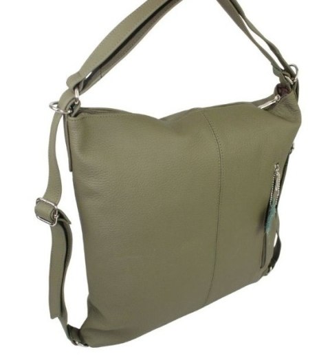 Praktyczny Plecak Skórzany Torebka 2 w 1 MAGRE (PL) AMELIA Skóra Naturalna Licowa OLIWKOWY