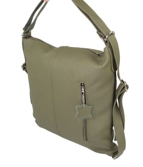 Praktyczny Plecak Skórzany Torebka 2 w 1 MAGRE (PL) AMELIA Skóra Naturalna Licowa OLIWKOWY