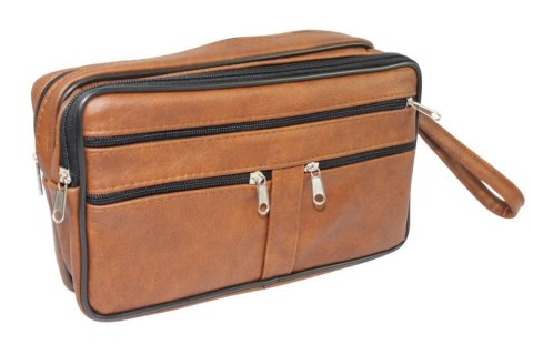 Saszetka Męska Skórzana Bardzo Duża GRETOS (PL) MAKO I Skóra Naturalna KARMELOWY 27 x 16 x 10 [cm]