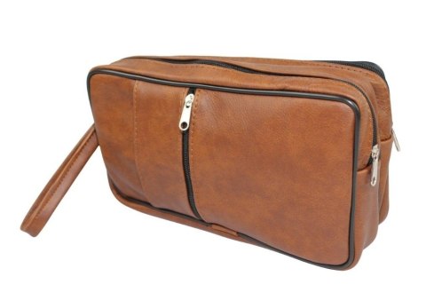 Saszetka Męska Skórzana Bardzo Duża GRETOS (PL) MAKO I Skóra Naturalna KARMELOWY 27 x 16 x 10 [cm]