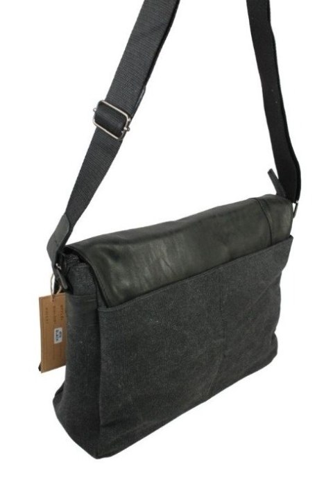 Skórzana Torba JENNIFER JONES Listonoszka Ze Skórzaną Klapką CZARNA 4526 37 x 29 x 14