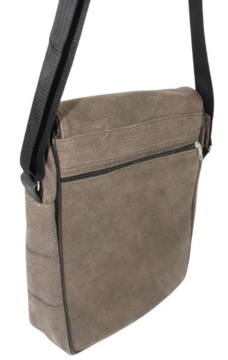 Skórzana Torba Na Ramię Pionowa GRETOS (PL) Listonoszka Z Klapką CZEKOLADOWA ZAMSZOWA 37 x 30 x 7 [cm]