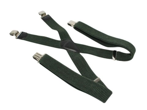 Szelki Do Spodni Polska Galanteria (PL) Z Materiału Regulowane Podwójne Typ X CIEMNY ZIELONY