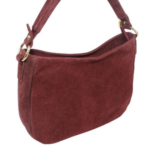 Torebka Skórzana LUKA 24-085 Skóra Naturalna Zamszowa Bordowa 30 x 20 x 9 [cm]