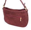 Torebka Skórzana LUKA 24-085 Skóra Naturalna Zamszowa Bordowa 30 x 20 x 9 [cm]