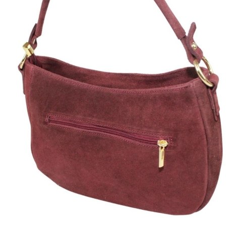 Torebka Skórzana LUKA 24-085 Skóra Naturalna Zamszowa Bordowa 30 x 20 x 9 [cm]