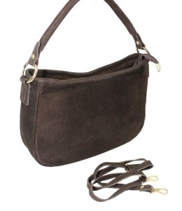 Torebka Skórzana LUKA 24-085 Skóra Naturalna Zamszowa Czekoladowa 30 x 20 x 9 [cm]