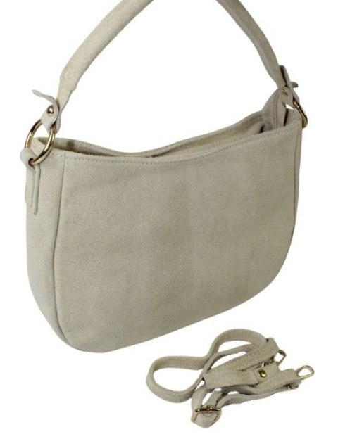 Torebka Skórzana LUKA 24-085 Skóra Naturalna Zamszowa Kremowa 30 x 20 x 9 [cm]