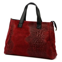 Torebka Skórzana LUKA CROCO Skóra Naturalna BORDOWA 26-034 38 x 26 x 12 [cm]