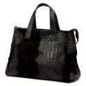 Torebka Skórzana LUKA CROCO Skóra Naturalna CZARNA 26-034 38 x 26 x 12 [cm]