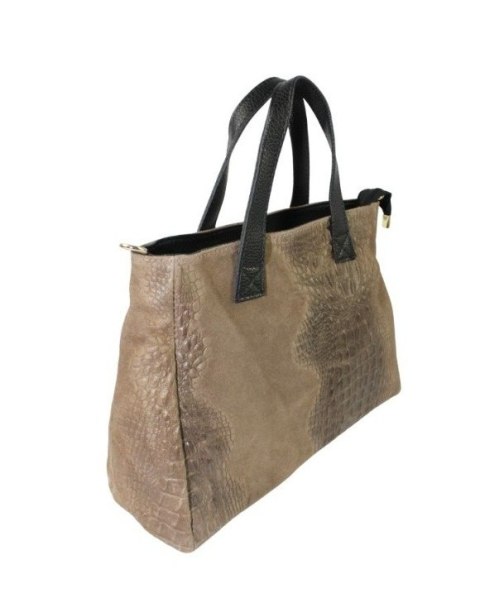 Torebka Skórzana LUKA CROCO Skóra Naturalna KAWA Z MLEKIEM 26-034 38 x 26 x 12 [cm]