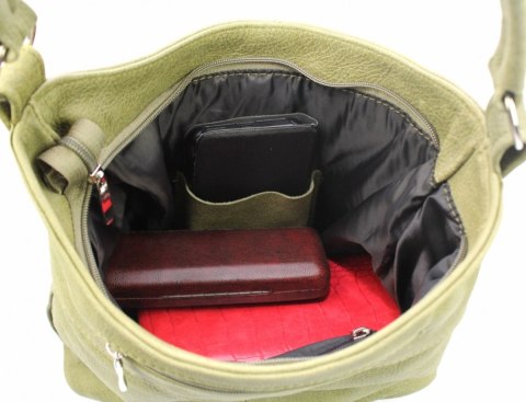 Torebka Skórzana MAGRE (PL) AŚKA Skóra Naturalna OLIWKOWY Tekstura