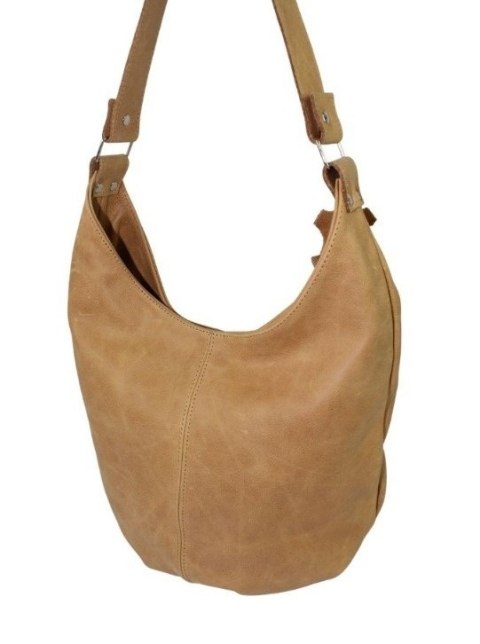 Torebka Skórzana Magre (PL) Skóra Naturalna Licowa Tatiana JASNY TOFFI Tekstura 