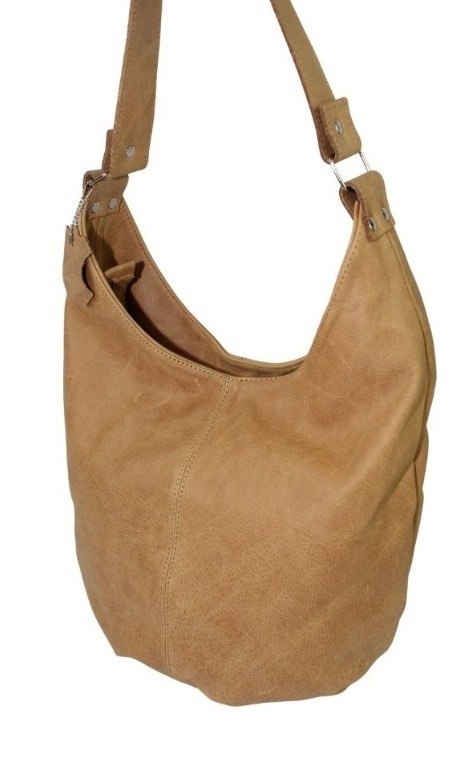 Torebka Skórzana Magre (PL) Skóra Naturalna Licowa Tatiana JASNY TOFFI Tekstura 