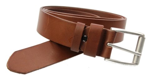 Pasek Męski Skórzany Arucce (PL) Skóra Licowa EXTRA 40 mm JASNY BRĄZOWY Gładki Klamra Tradycyjna (Z ROLKĄ)