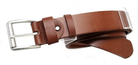Pasek Męski Skórzany Arucce (PL) Skóra Licowa EXTRA 40 mm JASNY BRĄZOWY Gładki Klamra Tradycyjna (Z ROLKĄ)